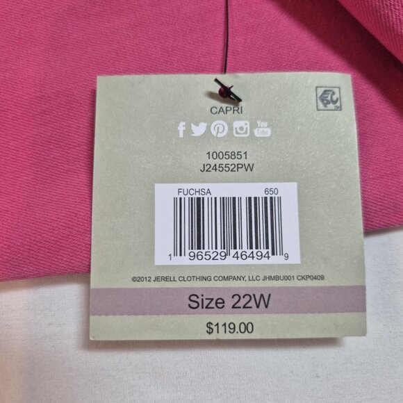 John Mark Women's Jeans Pants 22W Stretch Frayed Raw Fringe Ankle Fuchsia (11) - Picture 16 of 16